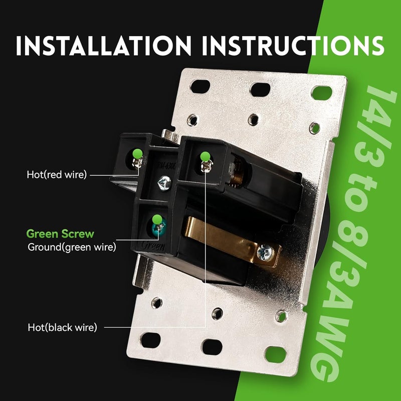 PLUGTUL NEMA 6-30R Flush Mounting Receptacle, Straight Blade, Industrial Grade, 30 Amp, 250 Volt, ETL Listed - Image 4